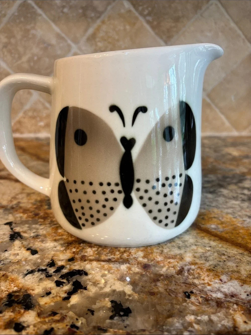 Arabia Finland Butterfly Pitcher Jug with Gray/Black Butterfly Design